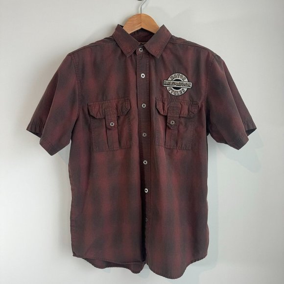 Harley-Davidson Other - Harley Davidson Embroidered Plaid Button-Up Men's Large Performance Vented Shirt